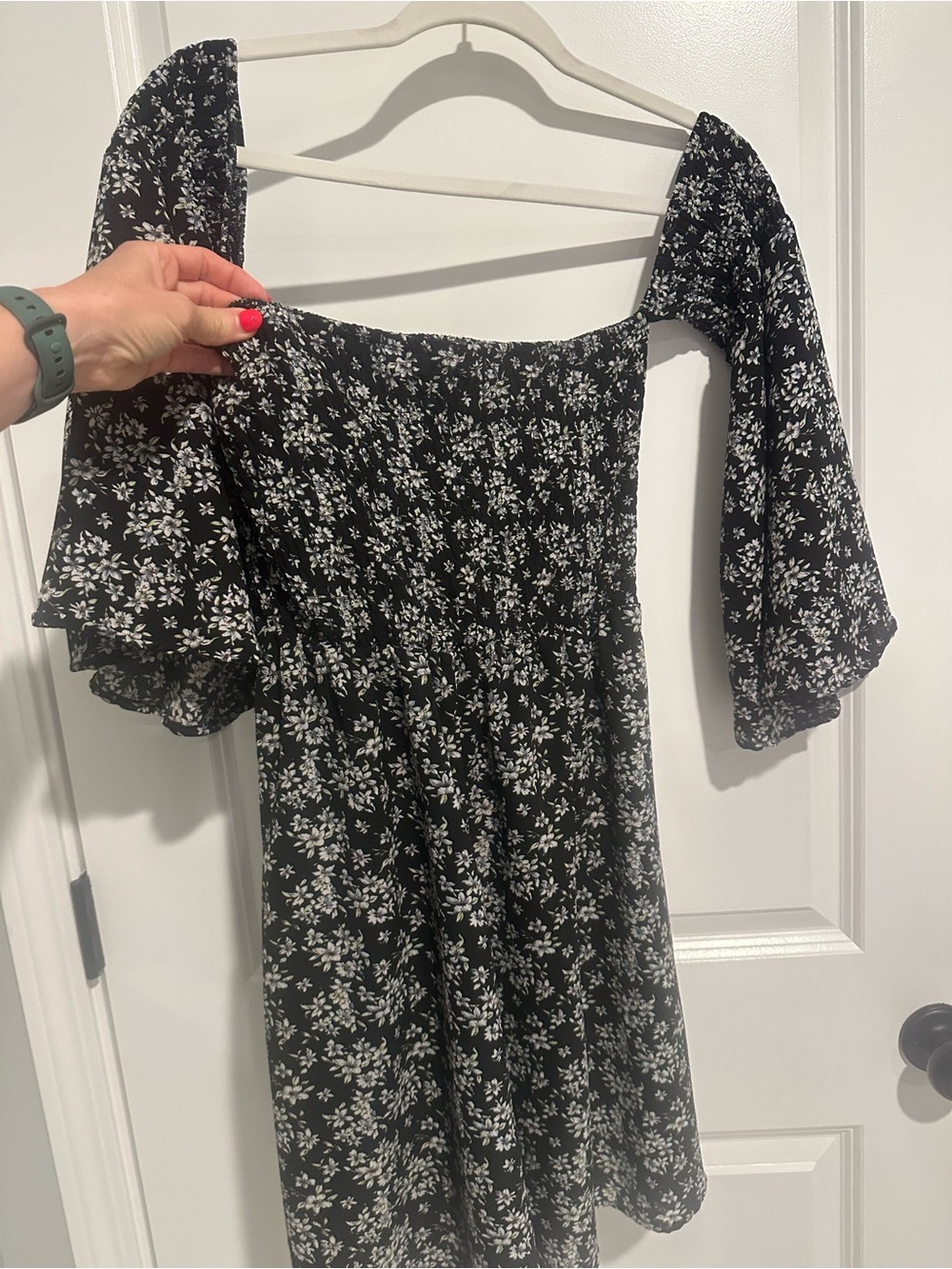 Black Floral Off-Shoulder Mini Dress